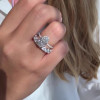 Oval Cut Lab-created Gemstone Ring Sterling Silver Ring Set 