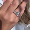 Oval Cut Lab-created Gemstone Ring Sterling Silver Ring Set 