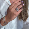 Oval Cut Lab-created Gemstone Ring Sterling Silver Ring Set 