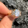 4.5ctw Radiant Cut White Sapphire Three Stone Engagement Ring