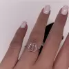5ct Three-stone Fancy Pink Emerald Cut Lab-created Gemstone Ring