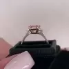 5ct Three-stone Fancy Pink Emerald Cut Lab-created Gemstone Ring
