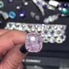4ct Cushion Cut Halo Pink Sapphire Ring