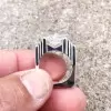 6ct Emerald Cut White Sapphire Mechanical Men's Ring