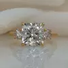 5.4ct Cushion Cut White Sapphire Engagement Ring in Gold