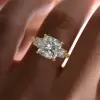 5.4ct Cushion Cut White Sapphire Engagement Ring in Gold
