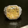 5.6ct Princess Cut Yellow Sapphire Halo Engagement Ring
