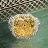 5.6ct Princess Cut Yellow Sapphire Halo Engagement Ring