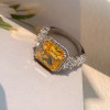 5.6ct Princess Cut Yellow Sapphire Halo Engagement Ring