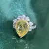 4.1ct Pear Cut Yellow Sapphire Crown Engagement Ring