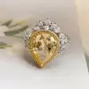 4.1ct Pear Cut Yellow Sapphire Crown Engagement Ring