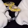 4ct Pear Cut Twin Yellow Sapphire Halo Engagement Ring
