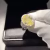 4.5ct Three-stone Oval Cut Yellow Sapphire Halo Ring