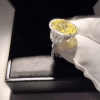 4.5ct Three-stone Oval Cut Yellow Sapphire Halo Ring