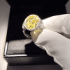 4.5ct Three-stone Oval Cut Yellow Sapphire Halo Ring