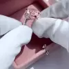 8.15ct Three-Stone Oval Cut Pink Sapphire Engagement Ring