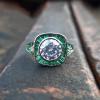 2ct Round Cut Halo Emerald Vintage Engagement Ring