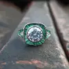 2ct Round Cut Halo Emerald Vintage Engagement Ring
