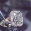 4ct Radiant Cut White Sapphire Engagement Ring in Rose Gold