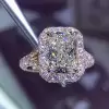 4ct Radiant Cut White Sapphire Engagement Ring in Rose Gold