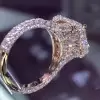 4ct Radiant Cut White Sapphire Engagement Ring in Rose Gold