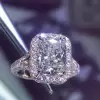 4ct Radiant Cut White Sapphire Engagement Ring in Rose Gold