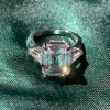 4ct Emerald Cut White Sapphire Three Stone Engagement Ring