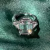 4ct Emerald Cut White Sapphire Three Stone Engagement Ring
