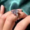 4ct Emerald Cut White Sapphire Three Stone Engagement Ring