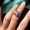 4ct Emerald Cut White Sapphire Three Stone Engagement Ring