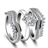 3ct Round Cut White Sapphire 3pcs Bridal Set