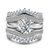 3ct Round Cut White Sapphire 3pcs Bridal Set