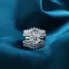 3ct Round Cut White Sapphire 3pcs Bridal Set