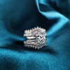 3ct Round Cut White Sapphire 3pcs Bridal Set
