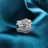 3ct Round Cut White Sapphire 3pcs Bridal Set