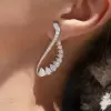 7.95ct Pear Cut White Sapphire Cuff Earrings 