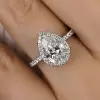2ct Pear Cut White Sapphire Classic Halo Engagement Ring