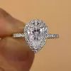 2ct Pear Cut White Sapphire Classic Halo Engagement Ring