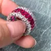7.8ctw Radiant Cut Fuchsia Sapphire Eternity Band