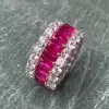 7.8ctw Radiant Cut Fuchsia Sapphire Eternity Band