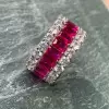 7.8ctw Radiant Cut Fuchsia Sapphire Eternity Band