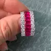 7.8ctw Radiant Cut Fuchsia Sapphire Eternity Band