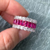 7.8ctw Radiant Cut Fuchsia Sapphire Eternity Band