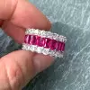 7.8ctw Radiant Cut Fuchsia Sapphire Eternity Band