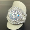 3.8ct Round Cut White Sapphire Three-piece Wedding Ring Set
