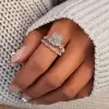 2.5ct Radiant Cut White Sapphire 2pcs Bridal Set