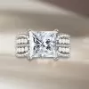 4ct Princess Cut White Sapphire Engagement Ring
