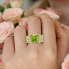 4ct Princess Cut Peridot Engagement Ring