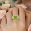 4ct Princess Cut Peridot Engagement Ring
