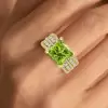 4ct Princess Cut Peridot Engagement Ring